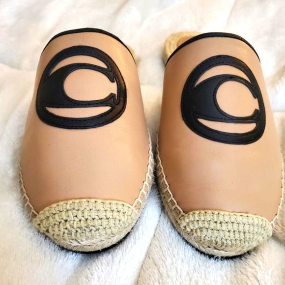 Coach Channing Leather Logo Slip On Espadrille Mules - Picture 6 of 16
